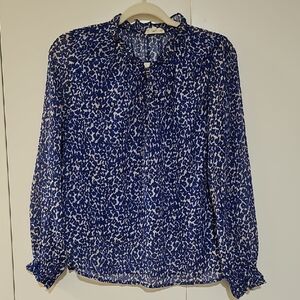 Y'coo paris blue ruffle Blouse M